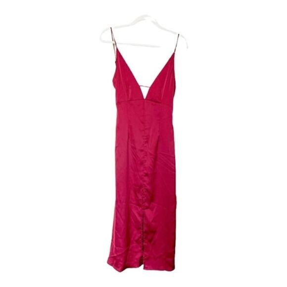 AMYLYNN Backless Satin Dress Jolie Satin Slip Dress in Burgundy Size Small - Picture 6 of 15